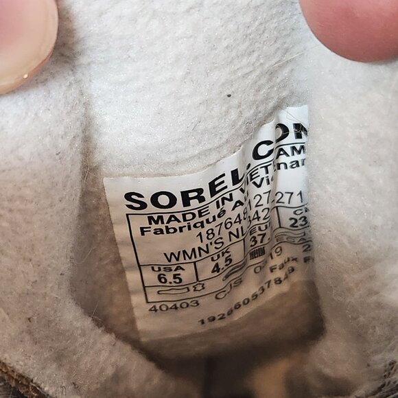 Sorel Womens 6.5 Mid Calf Suede Lace Boots Faux Fur Beige Explorer Joan Boot - Picture 10 of 11